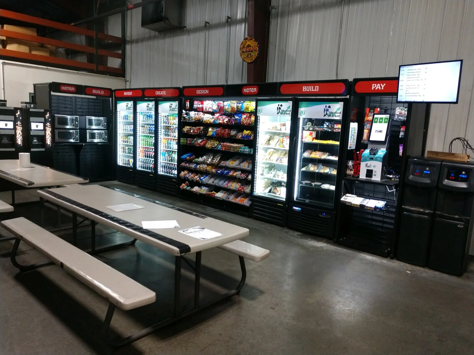 Micro market in a warehouse breakroom