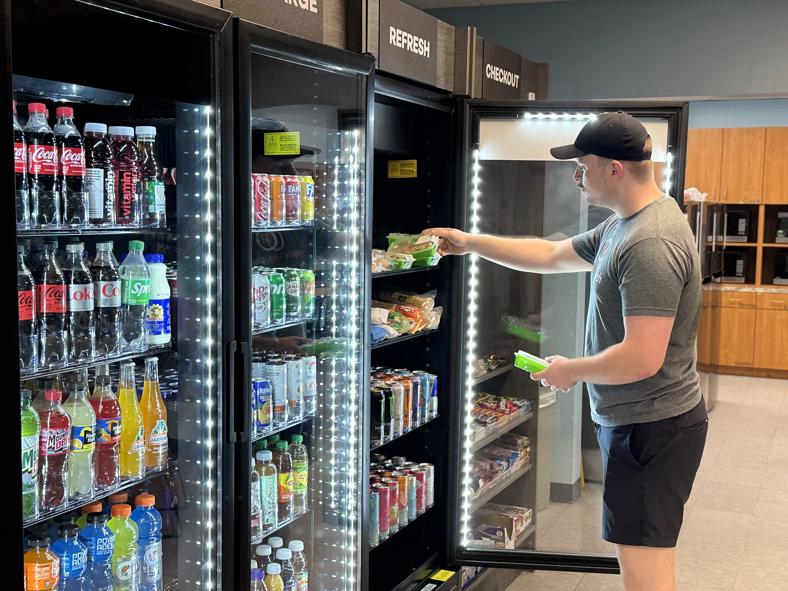Our team restocking a micro market